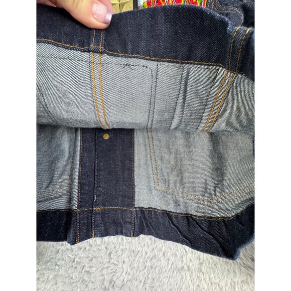 True Religion Womens M Denim CollarJacket Camden Blue Accent Embroidered - Picture 15 of 16